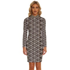 Structure Pattern Texture Hive Long Sleeve Shirt Collar Bodycon Dress by Bangk1t