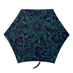 Abstract Blue Wave Texture Patten Mini Folding Umbrellas by Bangk1t