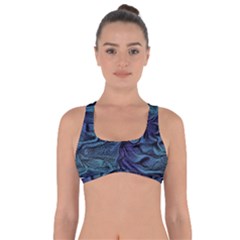 Abstract Blue Wave Texture Patten Got No Strings Sports Bra by Bangk1t