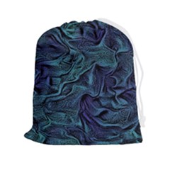 Abstract Blue Wave Texture Patten Drawstring Pouch (2xl) by Bangk1t