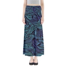 Abstract Blue Wave Texture Patten Full Length Maxi Skirt by Bangk1t