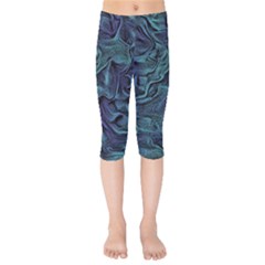 Abstract Blue Wave Texture Patten Kids  Capri Leggings  by Bangk1t