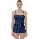 Abstract Blue Wave Texture Patten Babydoll Tankini Set View1