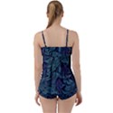 Abstract Blue Wave Texture Patten Babydoll Tankini Set View2