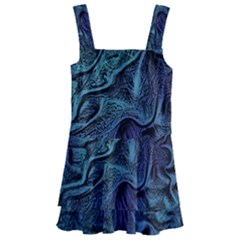 Abstract Blue Wave Texture Patten Kids  Layered Skirt Swimsuit by Bangk1t