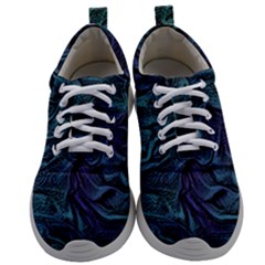 Abstract Blue Wave Texture Patten Mens Athletic Shoes by Bangk1t