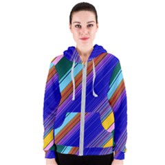 Color Lines Slanting Green Blue Women s Zipper Hoodie by Bangk1t