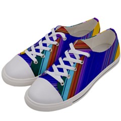 Color Lines Slanting Green Blue Men s Low Top Canvas Sneakers by Bangk1t