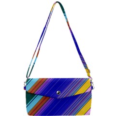 Color Lines Slanting Green Blue Removable Strap Clutch Bag by Bangk1t