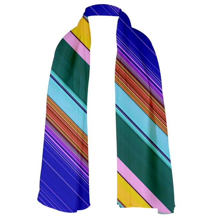 Color Lines Slanting Green Blue Lightweight Scarf 