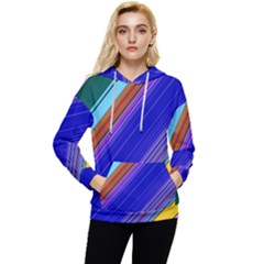 Color Lines Slanting Green Blue Women s Lightweight Drawstring Hoodie by Bangk1t