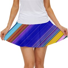 Color Lines Slanting Green Blue Women s Skort