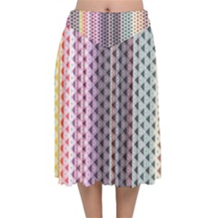 Triangle Stripes Texture Pattern Velvet Flared Midi Skirt by Bangk1t