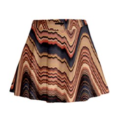 Jagged Pink Amplitude Waves Mini Flare Skirt