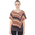 Jagged Pink Amplitude Waves V-Neck Dolman Drape Top View1