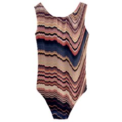 Jagged Pink Amplitude Waves Kids  Cut-out Back One Piece Swimsuit