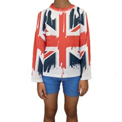 Union Jack England Uk United Kingdom London Kids  Long Sleeve Swimwear by Bangk1t