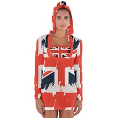 Union Jack England Uk United Kingdom London Long Sleeve Hooded T-shirt by Bangk1t