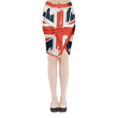 Union Jack England Uk United Kingdom London Midi Wrap Pencil Skirt by Bangk1t