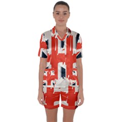 Union Jack England Uk United Kingdom London Satin Short Sleeve Pajamas Set by Bangk1t