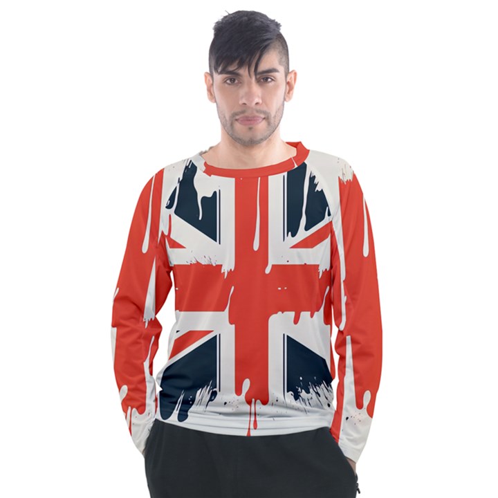 Union Jack England Uk United Kingdom London Men s Long Sleeve Raglan Tee