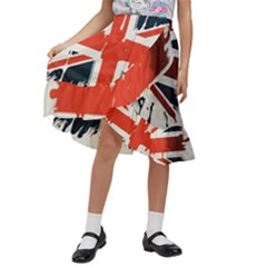 Union Jack England Uk United Kingdom London Kids  Ruffle Flared Wrap Midi Skirt