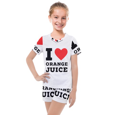 I Love Orange Juice Kids  Mesh Tee And Shorts Set by ilovewhateva