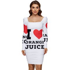 I Love Orange Juice Women Long Sleeve Ruched Stretch Jersey Dress by ilovewhateva