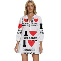 I Love Orange Juice V-neck Placket Mini Dress by ilovewhateva