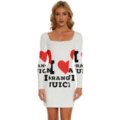 I Love Orange Juice Long Sleeve Square Neck Bodycon Velvet Dress by ilovewhateva