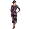 Harmonious Chaos Vibrant Abstract Design Quarter Sleeve Midi Velour Bodycon Dress View2