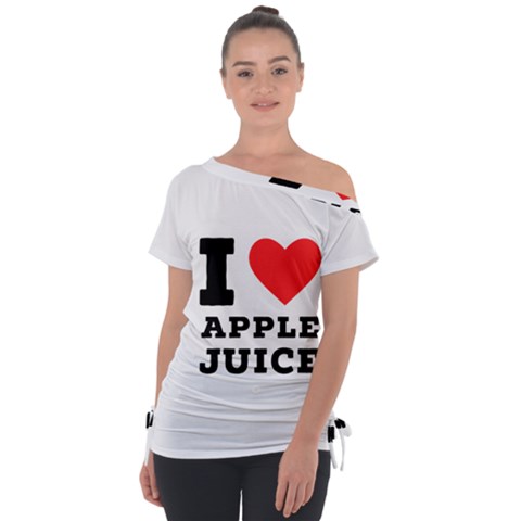 I Love Apple Juice Off Shoulder Tie-up Tee by ilovewhateva