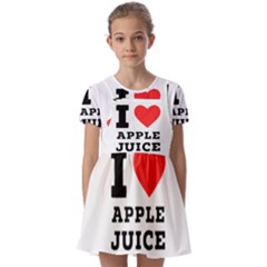 I Love Apple Juice Kids  Short Sleeve Pinafore Style Dress by ilovewhateva