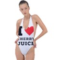 I love cherry juice Backless Halter One Piece Swimsuit View1