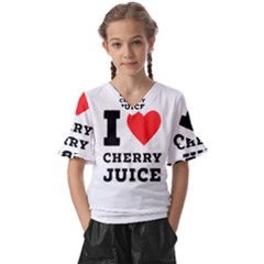 I Love Cherry Juice Kids  V-neck Horn Sleeve Blouse by ilovewhateva