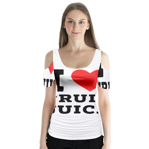 I Love Fruit Juice Butterfly Sleeve Cutout Tee  by ilovewhateva