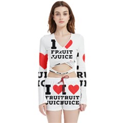 I Love Fruit Juice Velvet Wrap Crop Top And Shorts Set by ilovewhateva