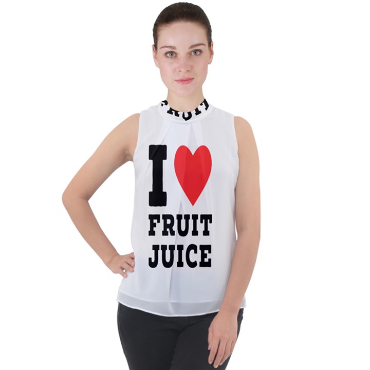 I love fruit juice Mock Neck Chiffon Sleeveless Top