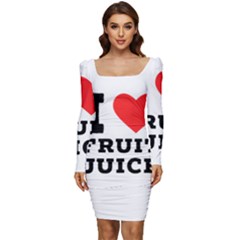 I Love Fruit Juice Women Long Sleeve Ruched Stretch Jersey Dress by ilovewhateva