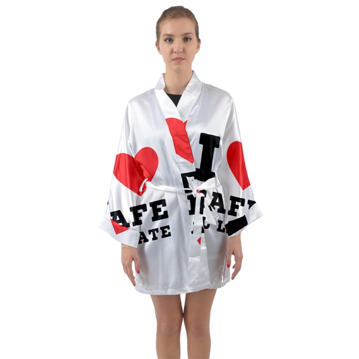 I love cafe au late Long Sleeve Satin Kimono