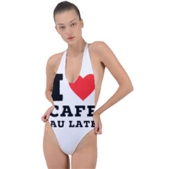 I Love Cafe Au Late Backless Halter One Piece Swimsuit by ilovewhateva