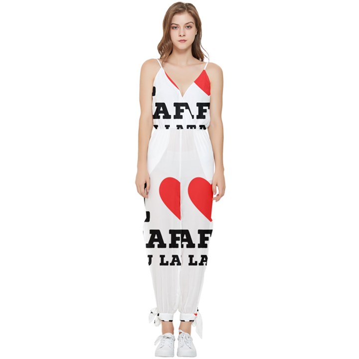 I love cafe au late Sleeveless Tie Ankle Chiffon Jumpsuit