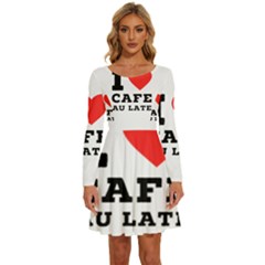 I Love Cafe Au Late Long Sleeve Wide Neck Velvet Dress by ilovewhateva