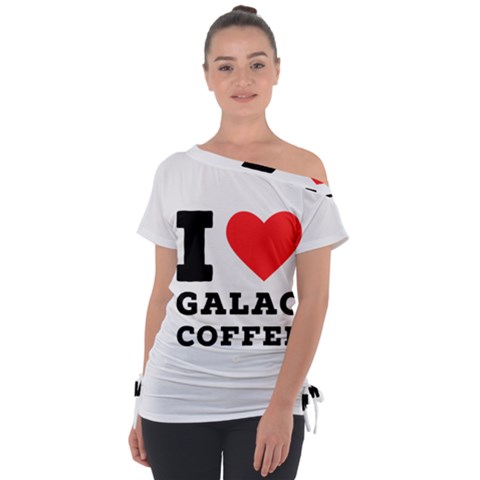 I Love Galao Coffee Off Shoulder Tie-up Tee by ilovewhateva