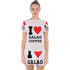 I Love Galao Coffee Drop Hem Mini Chiffon Dress by ilovewhateva