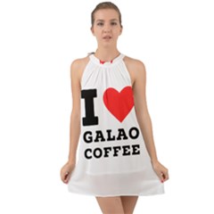 I Love Galao Coffee Halter Tie Back Chiffon Dress by ilovewhateva