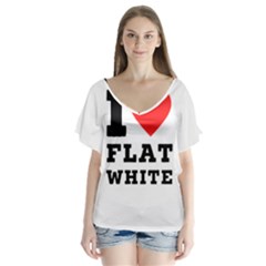 I Love Flat White V-neck Flutter Sleeve Top by ilovewhateva