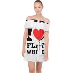 I Love Flat White Off Shoulder Chiffon Dress by ilovewhateva