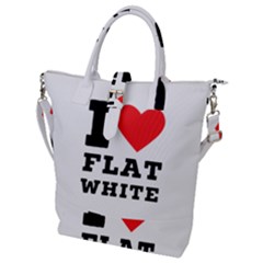 I Love Flat White Buckle Top Tote Bag by ilovewhateva