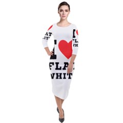 I Love Flat White Quarter Sleeve Midi Velour Bodycon Dress by ilovewhateva